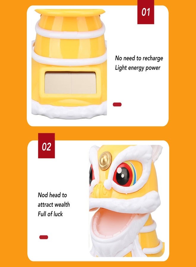 Jerliflyer Solar Powered Dancing Lion Ornament,Chinese New Year Lucky Dancing Lion Toy for Home Decoration and Car Interior Accessories(Yellow) - Image 5